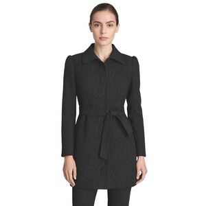 W Les Femmes S Italian Chic Black Lace Pea Coat with hidden snap buttons